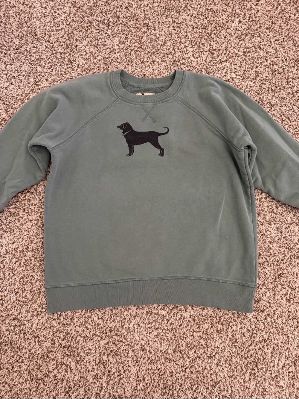 The Black Dog Sage Green Crewneck with Black Dog Silhouette